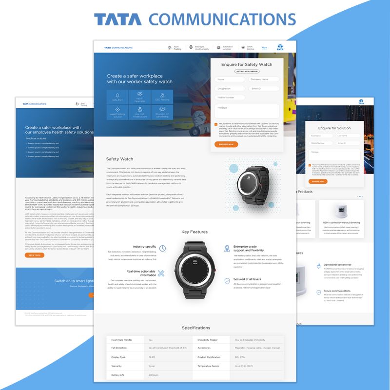 Client pf CreativeWebo Case Study Mock ups of Tata Communication Website Development 