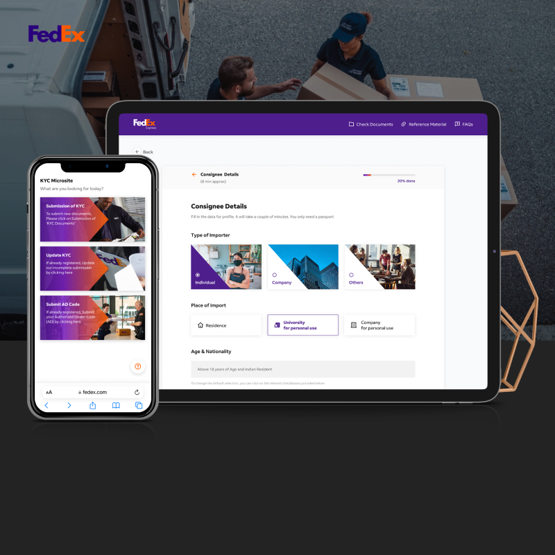 Client pf CreativeWebo Case Study Mock ups of Fedex Website Development 