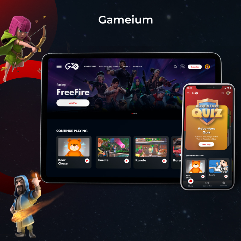 Client pf CreativeWebo Case Study Mock ups of Gameium Website Development 
